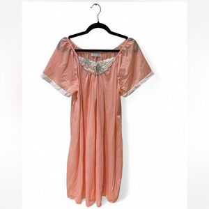 Chic Coral Chemise with Lace Detail